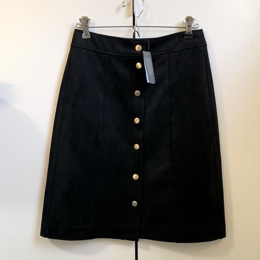 Loft • Suede Button-Front Skirt